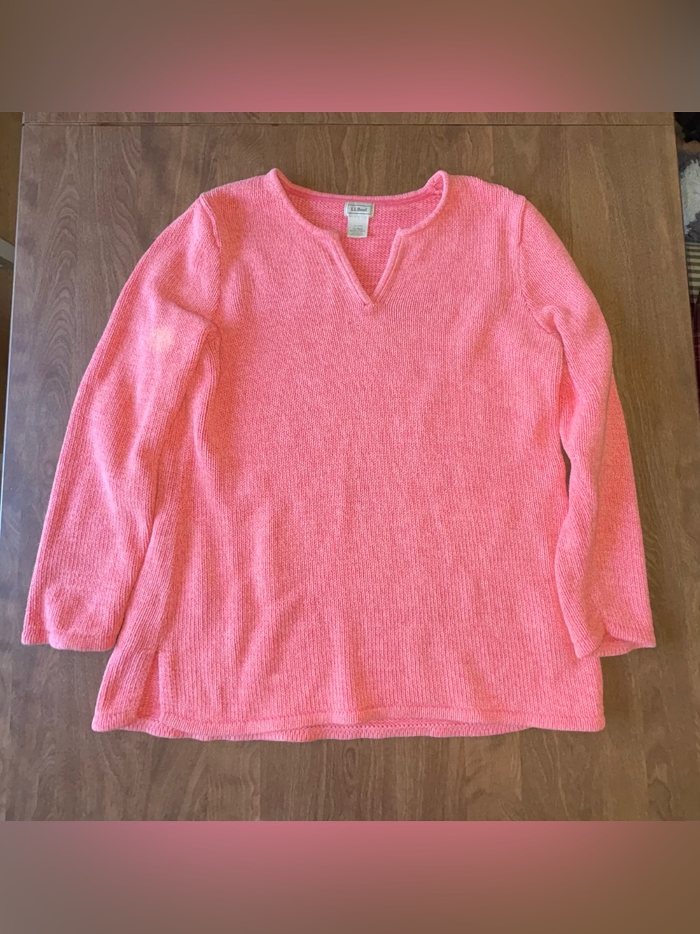 L.L. Bean Coral Split-Neck Women's Sweater
